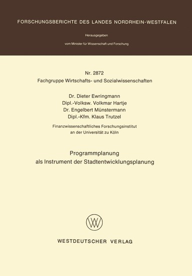 bokomslag Programmplanung als Instrument der Stadtentwicklungsplanung