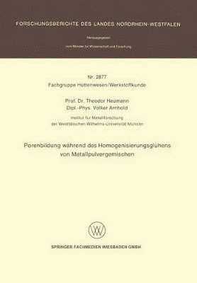 bokomslag Porenbildung whrend des Homogenisierungsglhens von Metallpulvergemischen