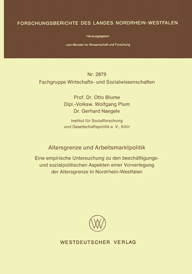 Otto Blume - Altersgrenze und Arbeitsmarktpolitik, Häftad