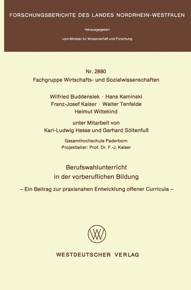 Wilfried Buddensiek - Berufswahlunterricht in der vorberuflichen Bildung, Häftad