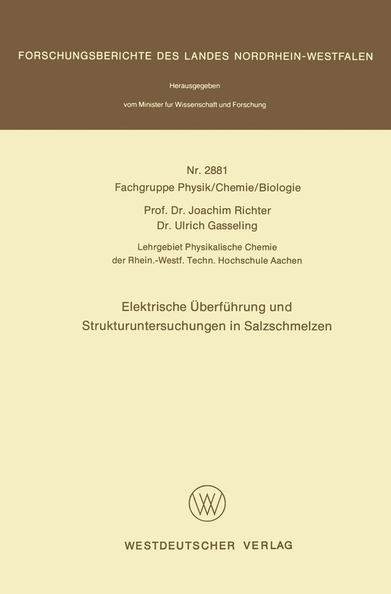 Elektrische berfhrung und Strukturuntersuchungen in Salzschmelzen 1