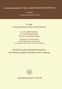 bokomslag Minimierung der Schadstoffproduktion bei Verbrennungseinrichtungen kleiner Leistung