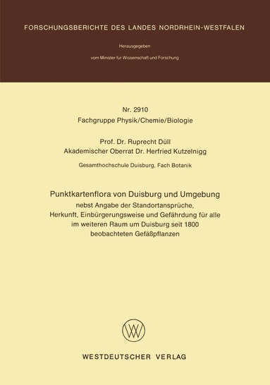 Ruprecht Düll - Punktkartenflora von Duisburg und Umgebung, Häftad