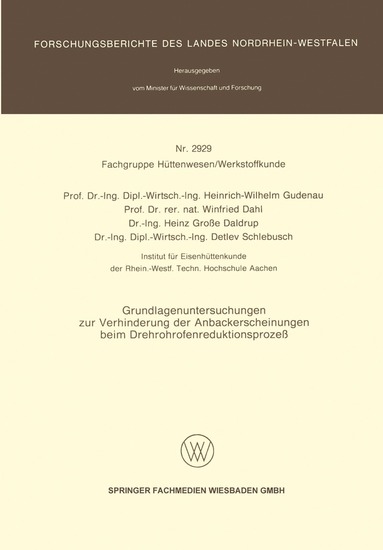 bokomslag Grundlagenuntersuchungen zur Verhinderung der Anbackerscheinungen beim Drehrohrofenreduktionsprozeß