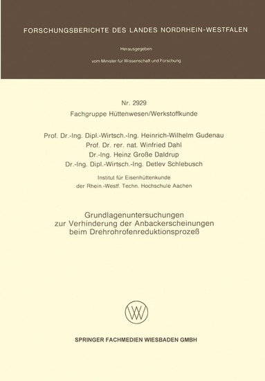 bokomslag Grundlagenuntersuchungen zur Verhinderung der Anbackerscheinungen beim Drehrohrofenreduktionsproze