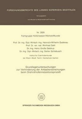 Heinrich-Wilhelm Gudenau, Winfried Dahl, Heinz Große Daldrup, Detlev Schlebusch - Grundlagenuntersuchungen zur Verhinderung der Anbackerscheinungen beim Drehrohrofenreduktionsprozeß, Häftad