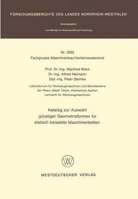 Katalog zur Auswahl gnstiger Geometrieformen fr statisch belastete Maschinenbetten 1