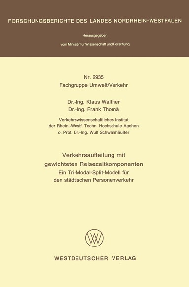 bokomslag Verkehrsaufteilung mit gewichteten Reisezeitkomponenten