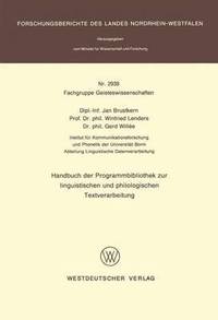 bokomslag Handbuch der Programmbibliothek zur linguistischen und philologischen Textverarbeitung