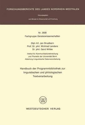 Handbuch der Programmbibliothek zur linguistischen und philologischen Textverarbeitung 1