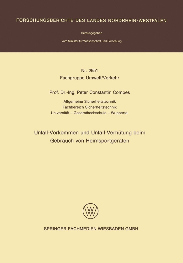 Unfall-Vorkommen und Unfall-Verhütung beim Gebrauch von Heimsportgeräten