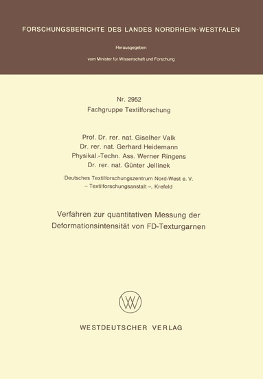 Giselher Valk - Verfahren zur quantitativen Messung der Deformationsintensität von FD-Texturgarnen, Häftad