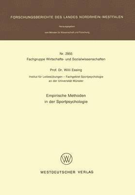 Willi Essing - Empirische Methoden in der Sportpsychologie, Häftad