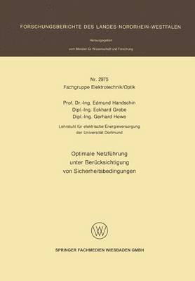 Edmund Handschin - Optimale Netzführung unter Berücksichtigung von Sicherheitsbedingungen, Häftad