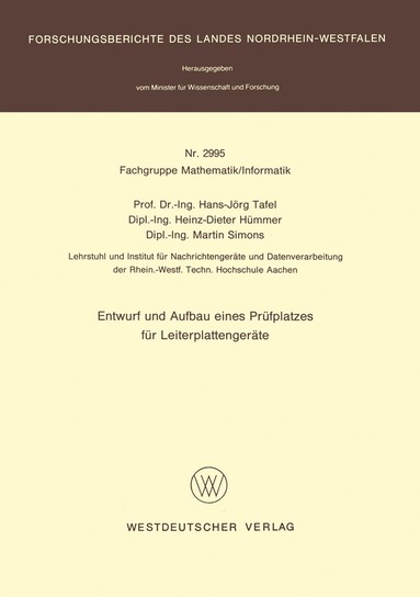 Hans Jörg Tafel - Entwurf und Aufbau eines Prüfplatzes für Leiterplattengeräte, Häftad