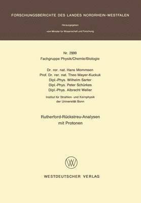 bokomslag Rutherford-Rckstreu-Analysen mit Protonen