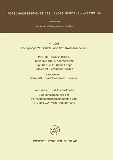 Heribert Schatz - Fernsehen und Demokratie, Häftad