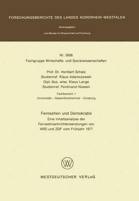 Heribert Schatz - Fernsehen und Demokratie, Häftad
