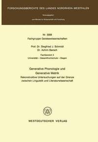 bokomslag Generative Phonologie und Generative Metrik
