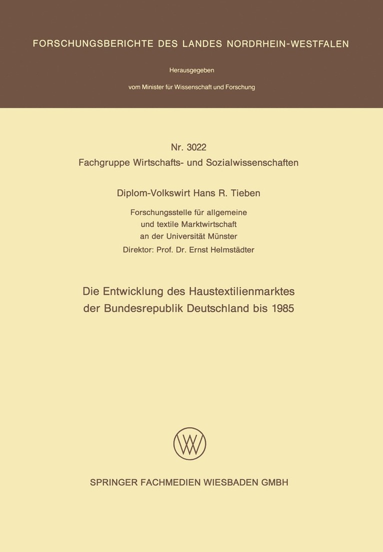 Die Entwicklung des Haustextilienmarktes der Bundesrepublik Deutschland bis 1985