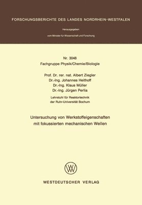 Albert Ziegler - Untersuchung von Werkstoffeigenschaften mit fokussierten mechanischen Wellen, Häftad