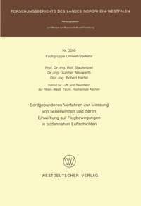 bokomslag Bordgebundenes Verfahren zur Messung von Scherwinden und deren Einwirkung auf Flugbewegungen in bodennahen Luftschichten