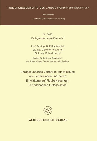 bokomslag Bordgebundenes Verfahren zur Messung von Scherwinden und deren Einwirkung auf Flugbewegungen in bodennahen Luftschichten