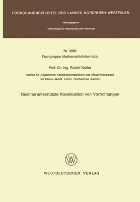 bokomslag Rechnerunterstützte Konstruktion von Vorrichtungen