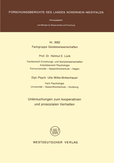 Helmut E. Lück - Untersuchungen zum kooperativen und prosozialen Verhalten, Häftad