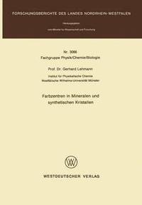 bokomslag Farbzentren in Mineralen und synthetischen Kristallen