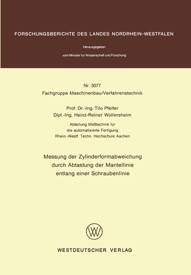 Tilo Pfeifer - Messung der Zylinderformabweichung durch Abtastung der Mantellinie entlang einer Schraubenlinie, Häftad