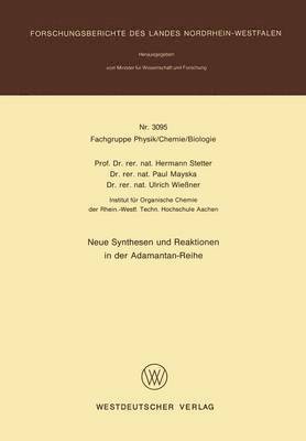 Hermann Stetter - Neue Synthesen und Reaktionen in der Adamantan-Reihe, Häftad