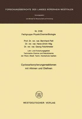 Bernhard Fell - Cyclocarbonylierungsreaktionen mit Alkinen und Olefinen, Häftad