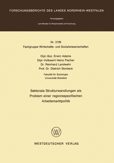 bokomslag Sektorale Strukturwandlungen als Problem einer regionsspezifischen Arbeitsmarktpolitik