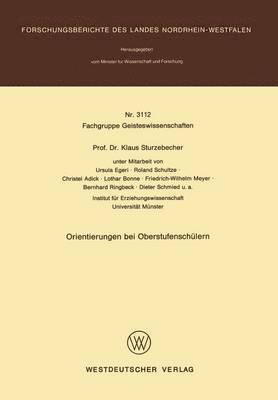 Klaus Sturzebecher - Orientierungen bei Oberstufenschülern, Häftad