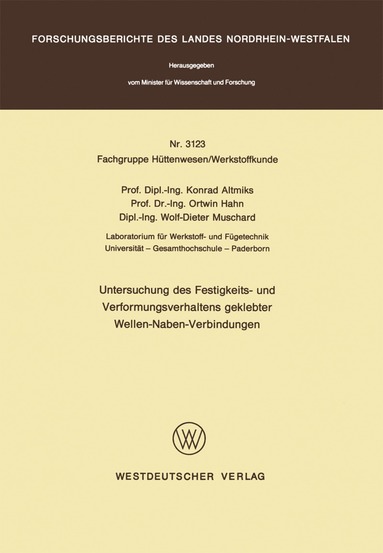 bokomslag Untersuchung des Festigkeits- und Verformungsverhaltens geklebter Wellen-Naben- Verbindungen