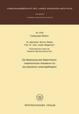 bokomslag Die Bedeutung des Nebennierenrindenhormons Aldosteron fr die physische Leistungsfhigkeit