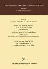 bokomslag Politische Erwachsenenbildung der Gewerkschaften in Nordrhein-Westfalen 1976  1980