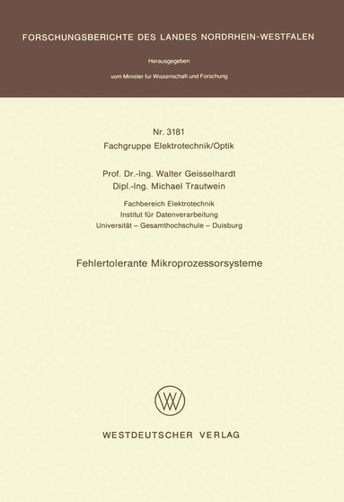 bokomslag Fehlertolerante Mikroprozessorsysteme
