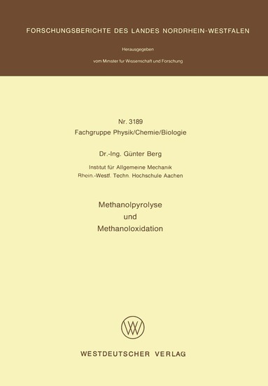 Günter Berg - Methanolpyrolyse und Methanoloxidation, Häftad