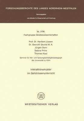 Heribert Jussen - Interaktionsmuster im Gehörlosenunterricht, Häftad