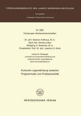 Kulturelle Jugendbildung zwischen Programmatik und Professionalität