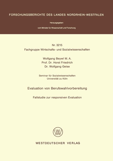 Wolfgang Beywl - Evaluation von Berufswahlvorbereitung, Häftad
