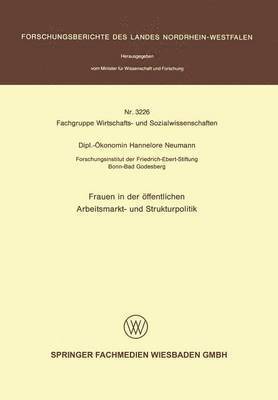 bokomslag Frauen in der ffentlichen Arbeitsmarkt- und Strukturpolitik