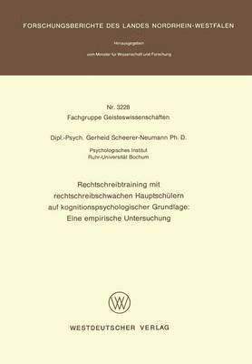 bokomslag Rechtschreibtraining mit rechtschreibschwachen Hauptschlern auf kognitionspsychologischer Grundlage: Eine empirische Untersuchung