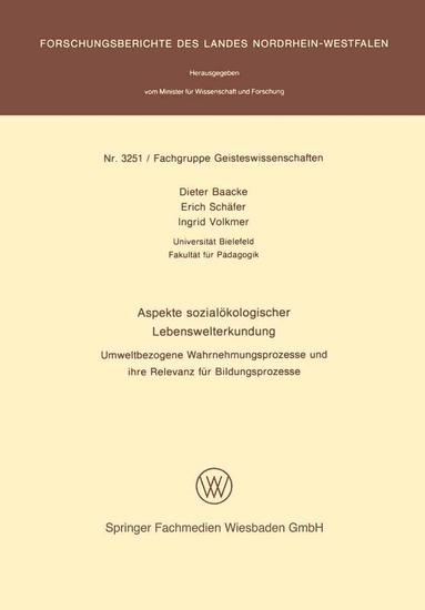 Dieter Baacke - Aspekte sozialökologischer Lebenswelterkundung, Häftad