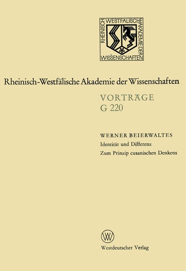Werner Beierwaltes - Identität und Differenz. Zum Prinzip cusanischen Denkens, Häftad