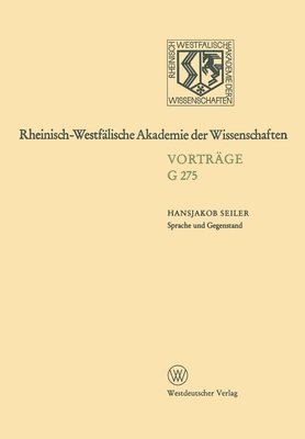 Hansjakob Seiler - Sprache und Gegenstand, Häftad