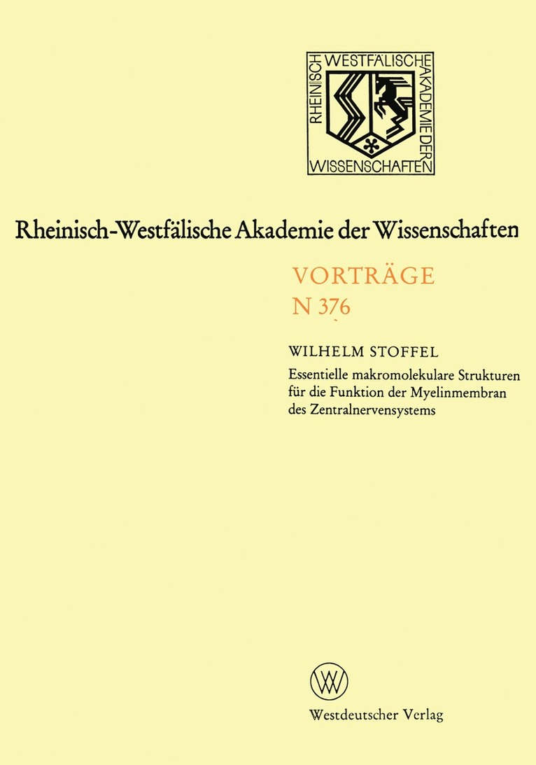 Wilhelm Stoffel - Rheinisch-Westfälische Akademie der Wissenschaften, Häftad