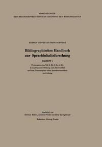 bokomslag Bibliographisches Handbuch zur Sprachinhaltsforschung